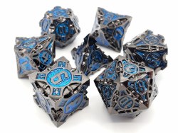 7-set Metal Gnome Forged - Black Nickel w/Blue Dice Set