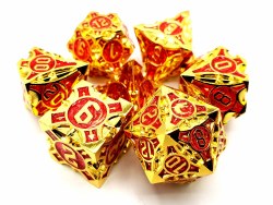 7-set Metal Gnome Forged - Gold w/Red Dice Set