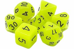 7-set Glow - Yellow Dice Set