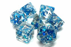 7-set Infused - Blue Butterfly with Silver Dice Set