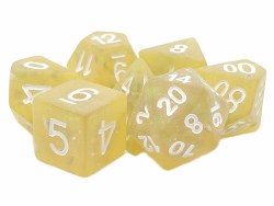 7-set Infused - Frosted Firefly Yellow with White Dice Set
