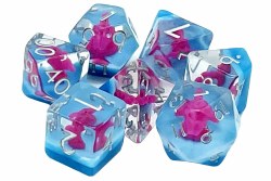 7-set Animal Kingdom - Pterodactyl Pink with Blue Dice Set