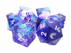 7-set Sharp Edged - Sapphire Burst Dice Set