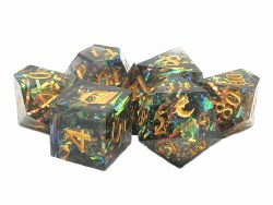 7-set Sharp Edged - Citrine Blast Dice Set
