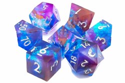 7-set Sharp Edged - Kingfisher Dice Set