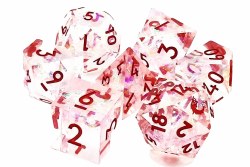7-set Sharp Edged - Red Ice Dice Set