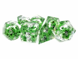 7-set Sharp Edged - Green Flower Dice Set