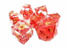 7-set Sharp Edged - Red Flower Dice Set