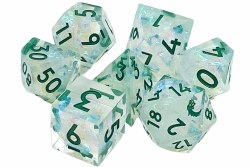 7-set Sharp Edged - Green Ice Dice Set
