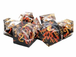 7-set Sharp Edged - Lava Flow Red Dice Set