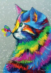 Bright Cat and Butterfly 1000pc Puzzle