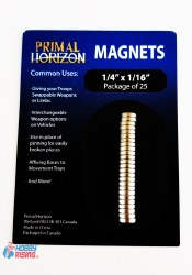 Magnets: 1/4 in x 1/16 in (25)