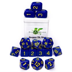 15-Set Opague Dark Blue Dice with Yellow Numbers