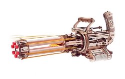 Rotating Barrel Machine Gun Mechanical 3D Wooden Puzzle