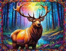 Stain Glass Elk 1000pc Puzzle
