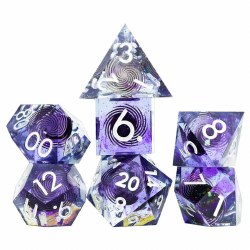 7-set Sharp-edgeded Sharp Midnight Dice with White Numbers