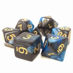 7-set Inky Underworld Blue & Black Fusion with Gold Numbers