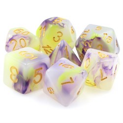 7-set Lurking Violets Purple & White Jade with Gold Numbers