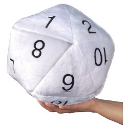 Jumbo D20 Novelty Dice Plush - White with Black Numbers