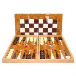 Backgammon Set: 19" Burlwood Decoupage