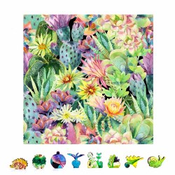 Shaped: Floral Cactus 500pc Wooden Puzzle