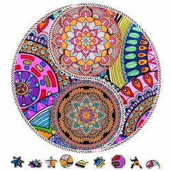 Round: Yin Yang Flowers 200pc Wooden Puzzle