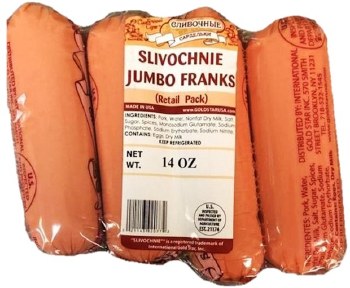 Slivochnie Jumbo Pork Franks Sardelki 14oz F
