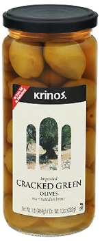 Krinos Cracked Green Olives Marinated In Brine 454g