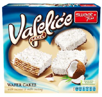 Sweet Plus Vafelice Coconut Cocoa Creme Milk Coated Wafers 155g