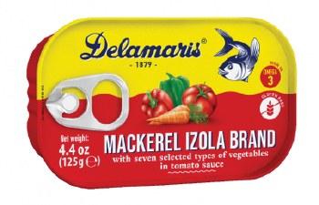 Delamaris Mackerel Izola w 7 Vegetables in Toamto Sauce 125g