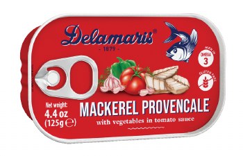 Delamaris Mackerel Provencale with Vegetables and Tomato Sauce 125g