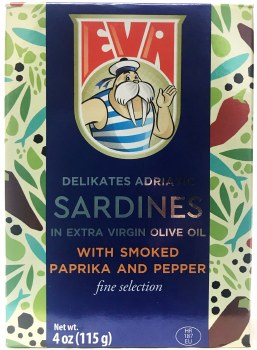 Eva Sardines in Extra Virgin Olive Oil with Smoked Paprika and Pepper 115g