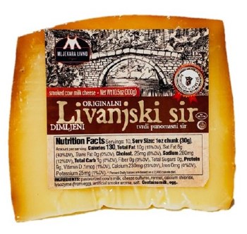 Mljekara Livno Smoked Livanjski Cows Milk Cheese 300g R