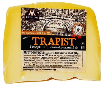 Mljekara Livno Trapist Cows Milk Cheese 300g R