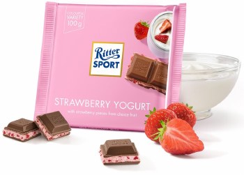 Ritter Sport Alpine Milk Chocolate With Strawberry Yogurt 100g