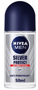 Nivea Men Silver Protect 48 Hour Antibacterial Roll On Deodorant 50ml