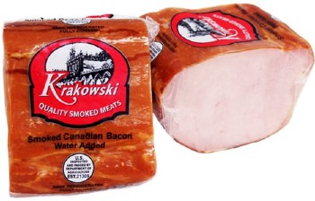 Belmont Krakowski Smoked Canadian Bacon Chubs Aprrox 1.1 lbs PLU 58 F