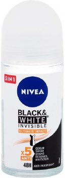 Nivea Black and White Ultimate Impact Invisible Roll On Deodorant 50ml
