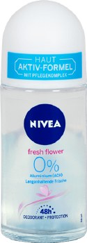 Nivea Womens Fresh Flower 0% Aluminum Roll On Deodorant 50ml