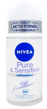 Nivea Roll On Pure and Sensitive Anti Transpirant Roll On Deodorant 50ml