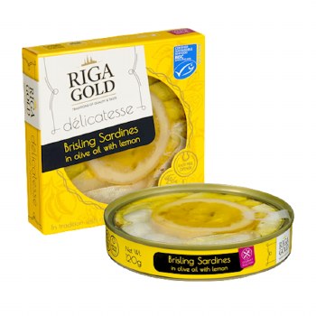 Riga Gold Brisling Sardines in Olive Oil with Lemon 120g