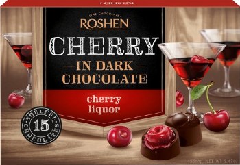 Roshen Dark Chocolates with Cherry Liquor Giftbox 155g