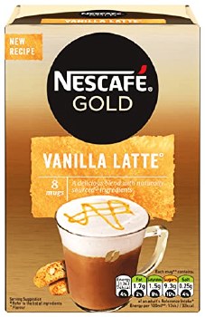 Nescafe Gold Vanilla Latte Instant Coffee Packs 8x18.5g 148g
