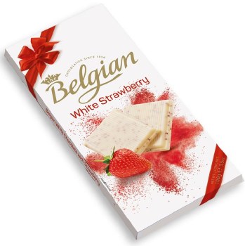 Belgian White Chocolate with Stawberry 100g