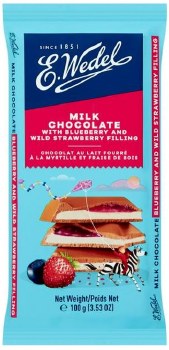 E. Wedel Chocolate with Blueberry and Wild Strawberry Filling 100g