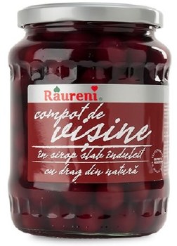 Raureni Whole Sour Cherries in Syrup Compote de Visine 720g