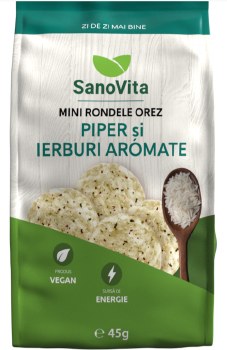 SanoVita Mini Rice Cakes with Pepper and Mediterannean Herbs 45g