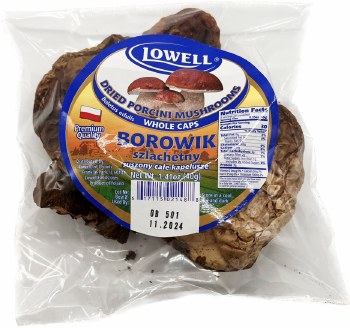 Lowell Dried Porcini Mushrooms Whole Caps 40g