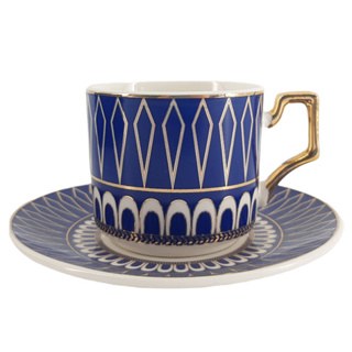 LS Home Coffee Service Blue Set 6 Cups x 6 Saucers 110ml