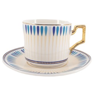 LS Home Coffee Service White and Blue Set 6 Cups x 6 Saucers 110ml